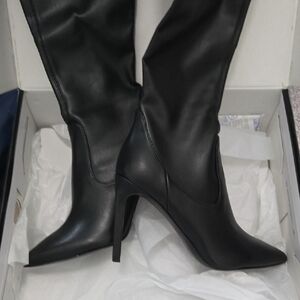 Nine West Women's Black Pointed Toe Stiletto Knee-High Boots Size 10